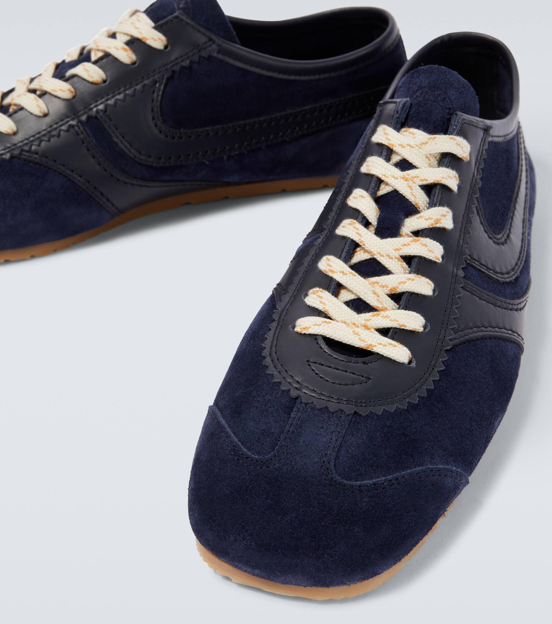 Leather-trimmed suede sneakers - 3