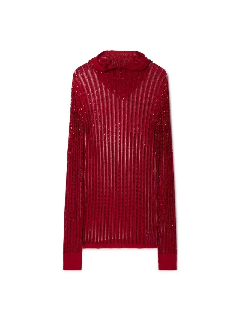 Red Crystal Knit Hoodie - 3