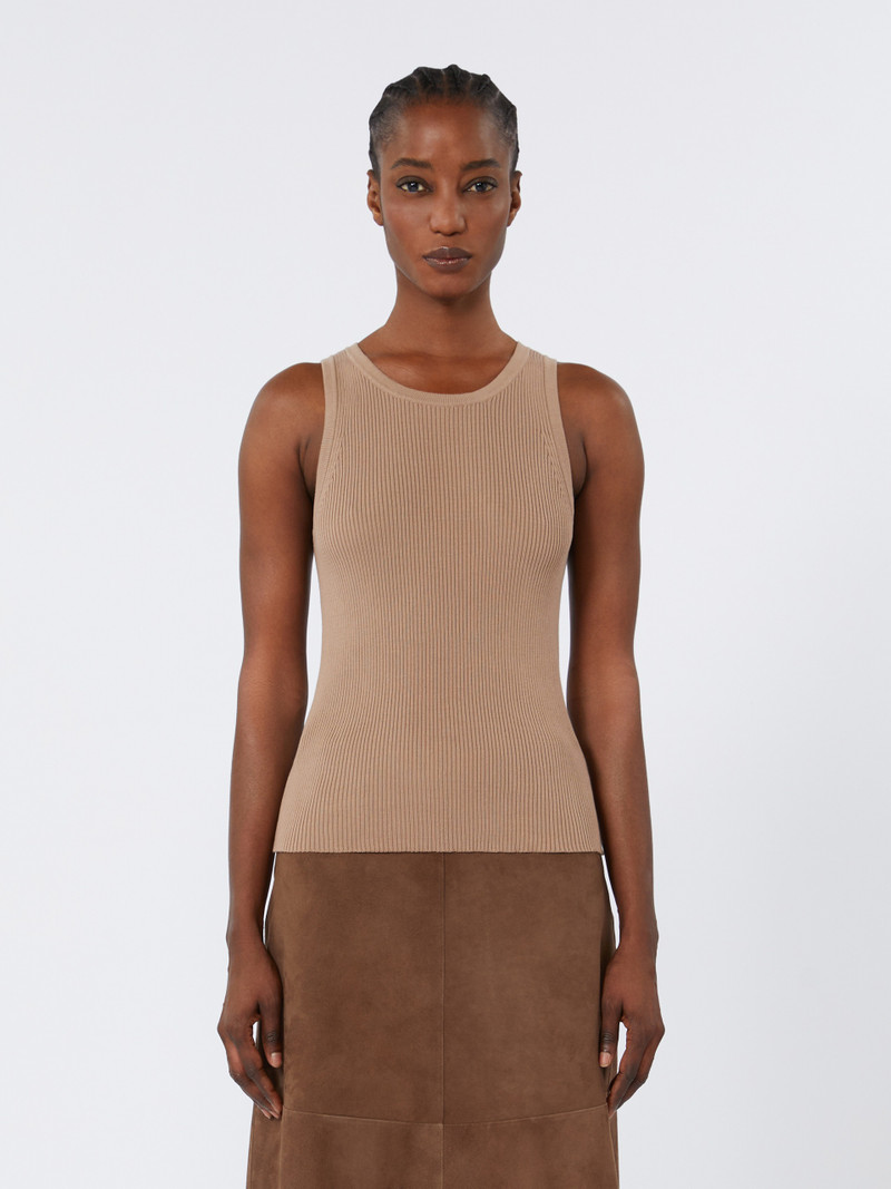 AMBURGO Rib-knit cotton top 3