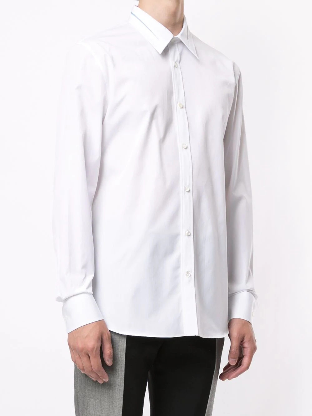 piped-trim collar poplin shirt - 3