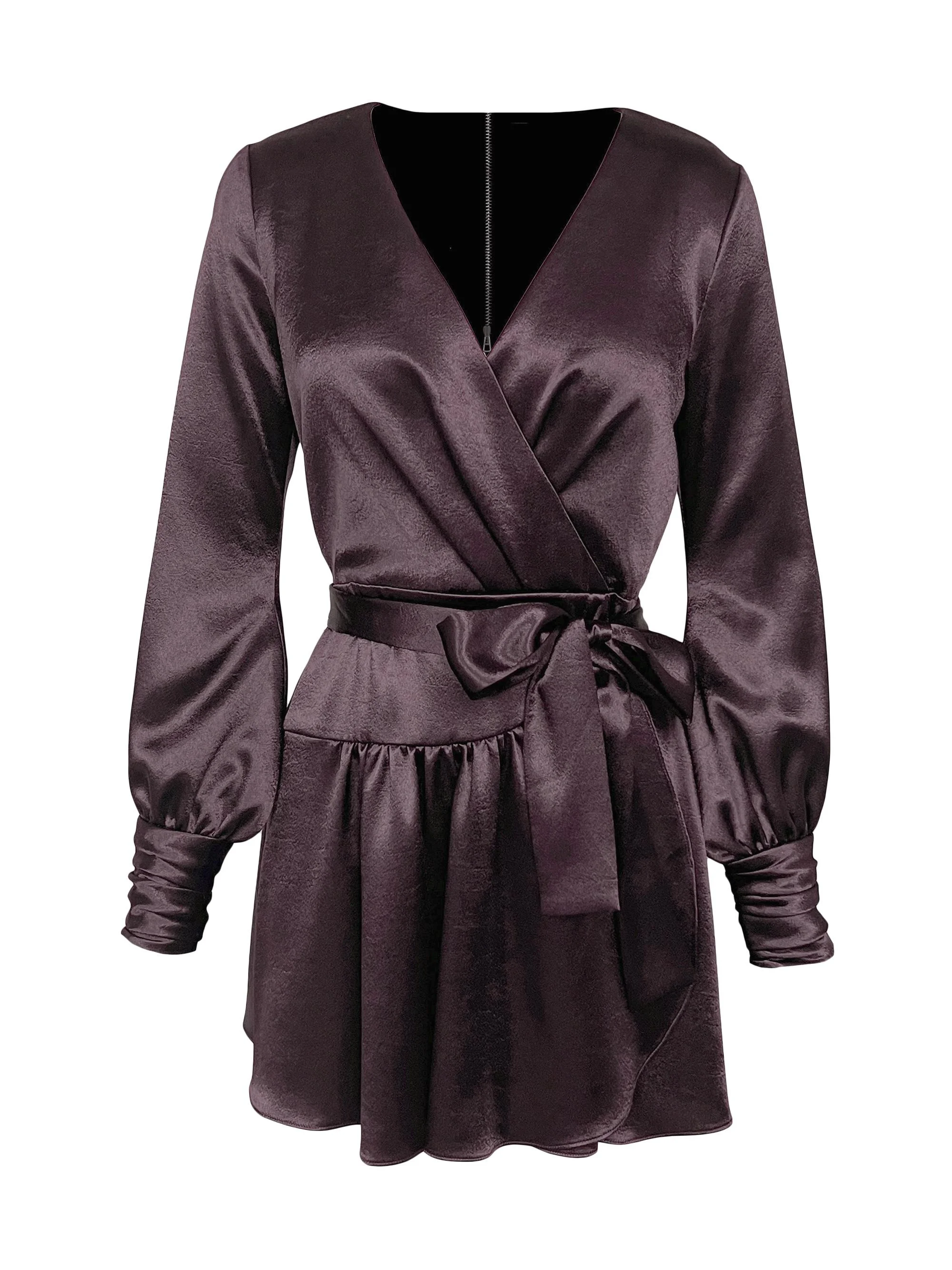 Women's Darla Satin Tie-Waist Minidress - Mocha - 1
