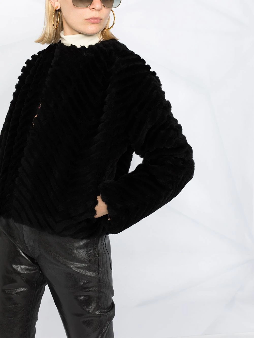 faux-fur quilted jacket - 3