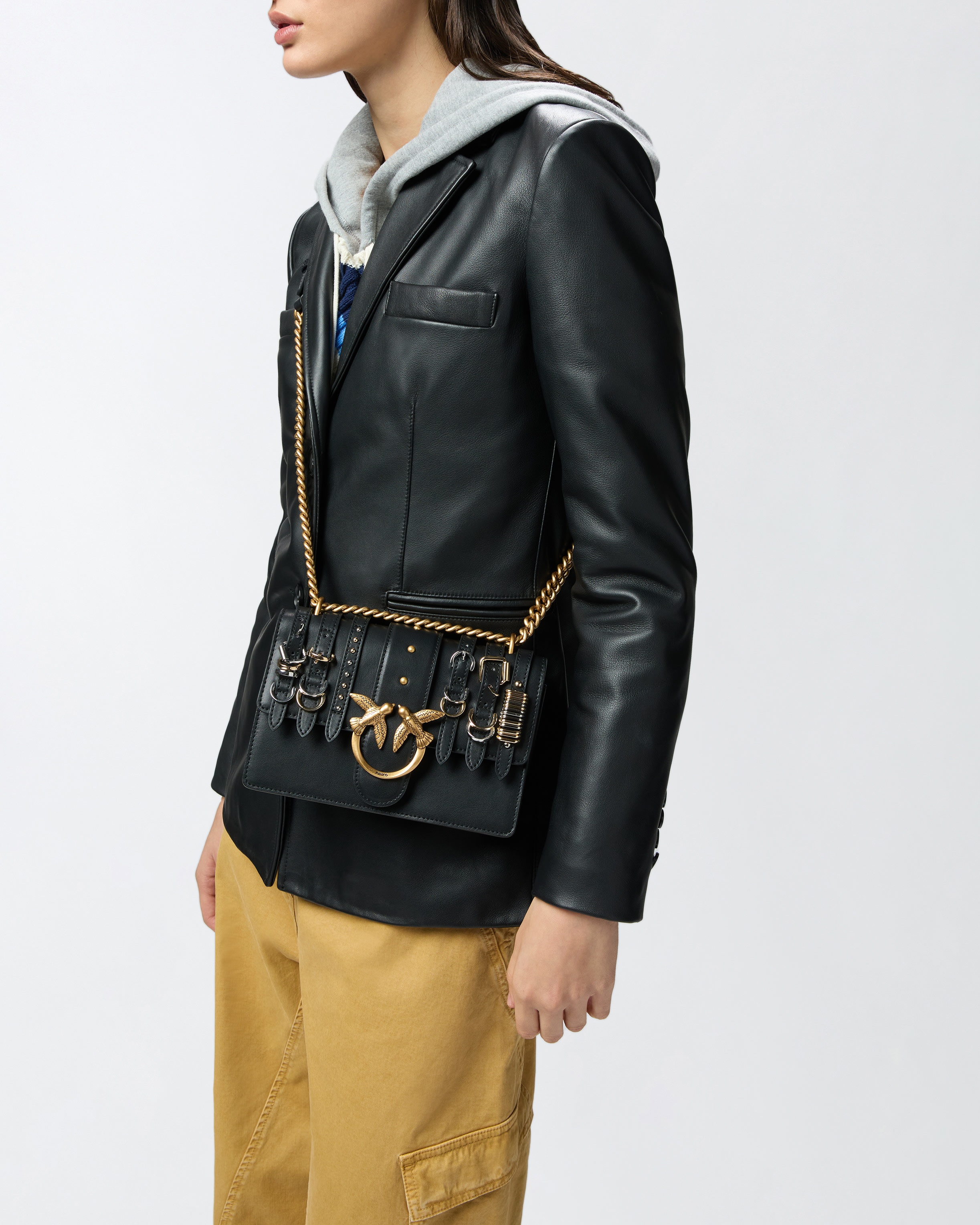 SMALL LEATHER LOVE BAG SHOULDER BAG WITH STRAPS - 6