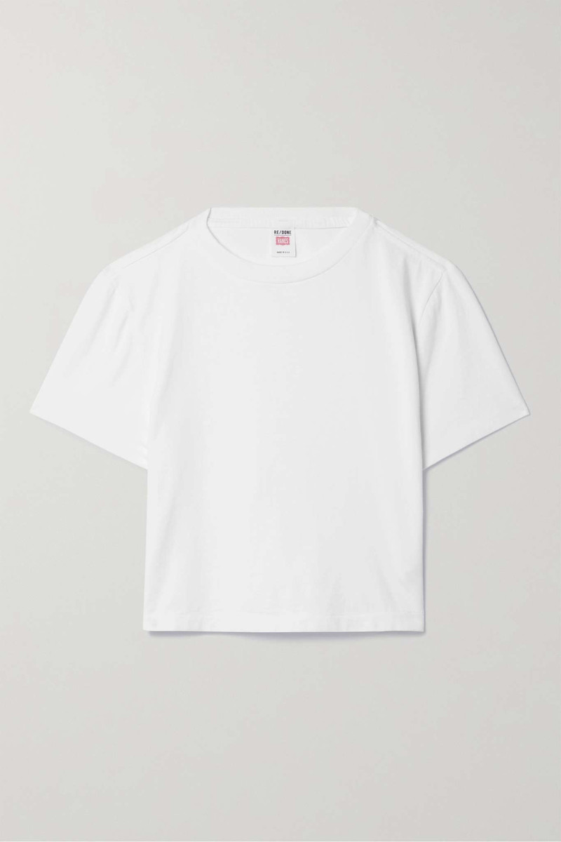 + Hanes Micro cropped cotton-jersey T-shirt - 1