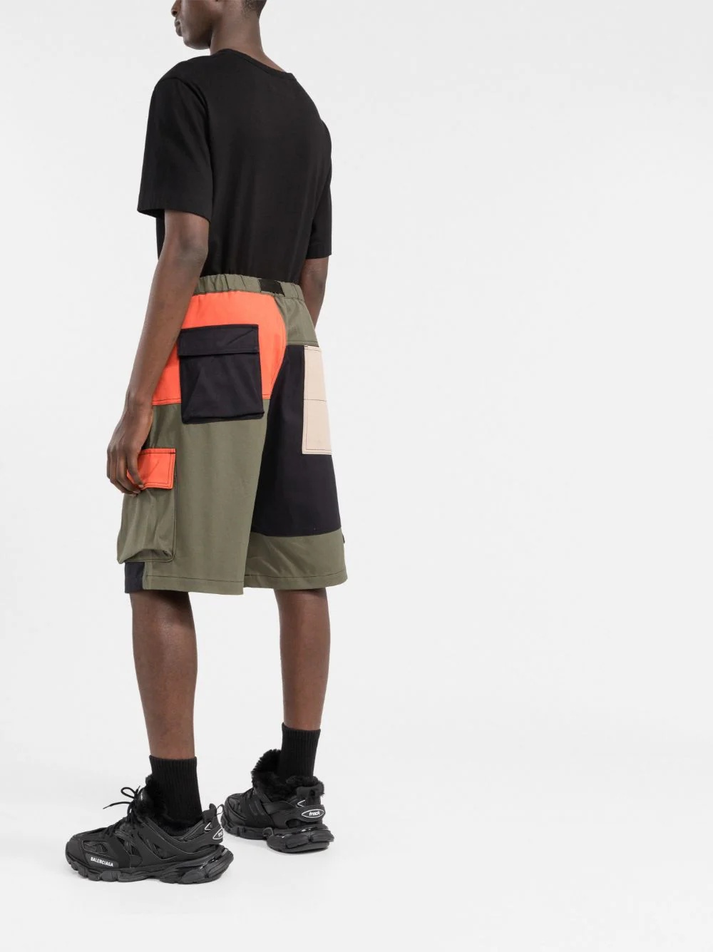 colour-block cargo shorts - 4