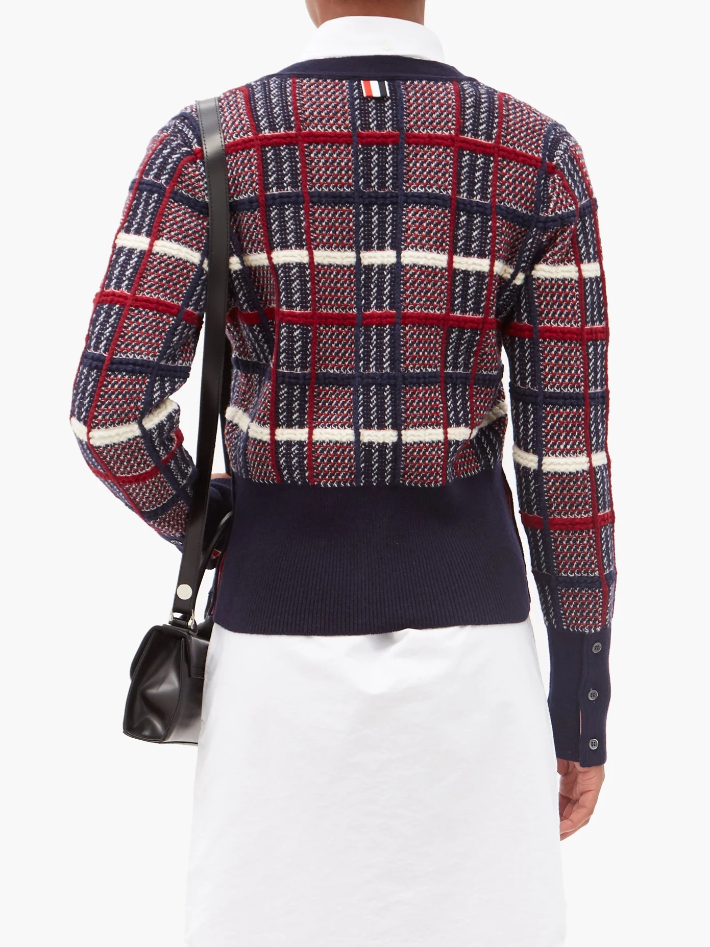 Checked-jacquard wool cardigan - 5