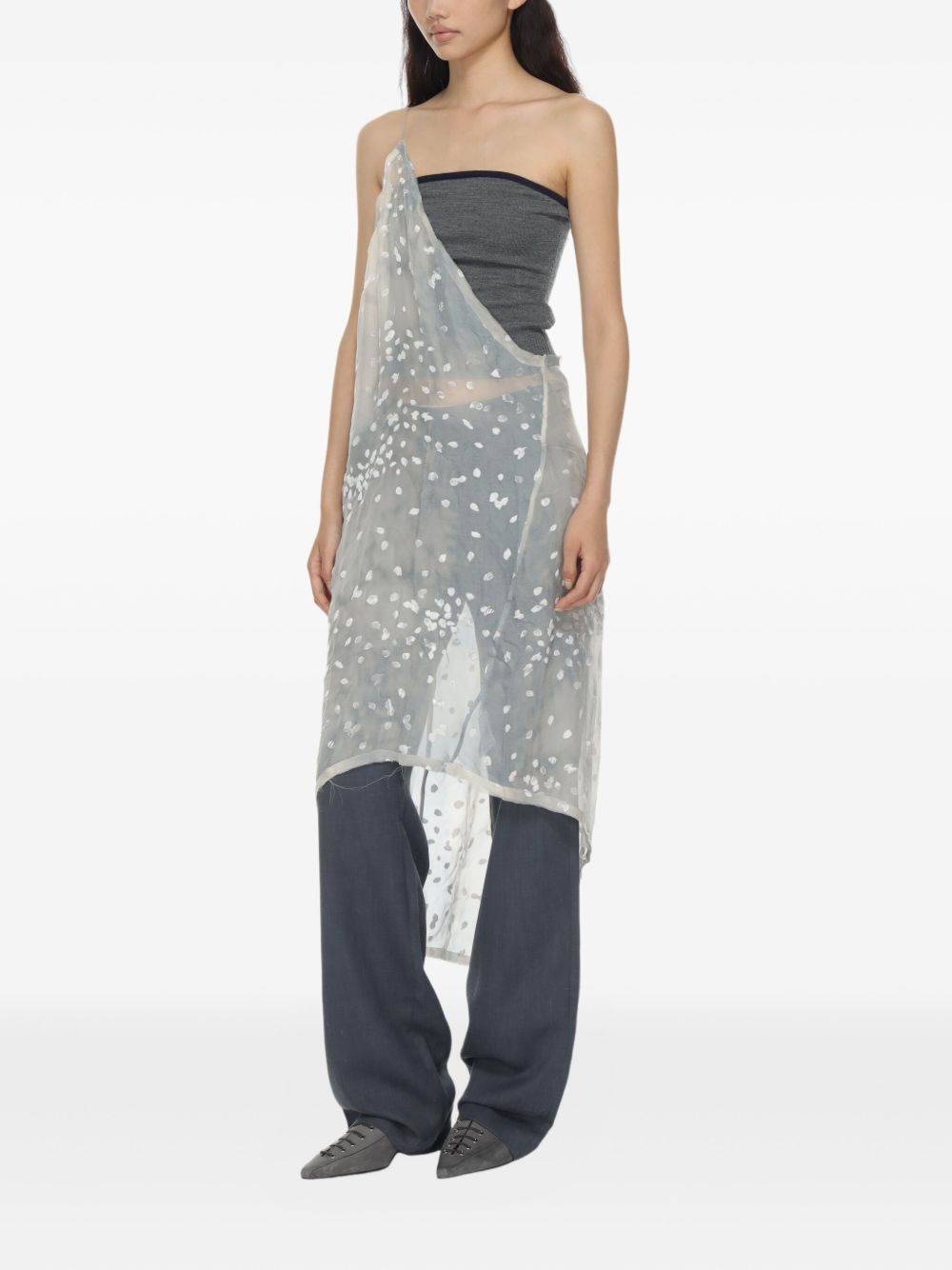 asymmetric tie-dye print midi dress - 3