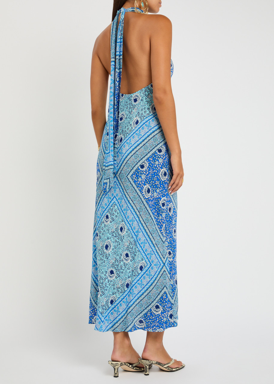 Rixo Maura Patterned Halter-neck Chiffon Midi Dress - 3