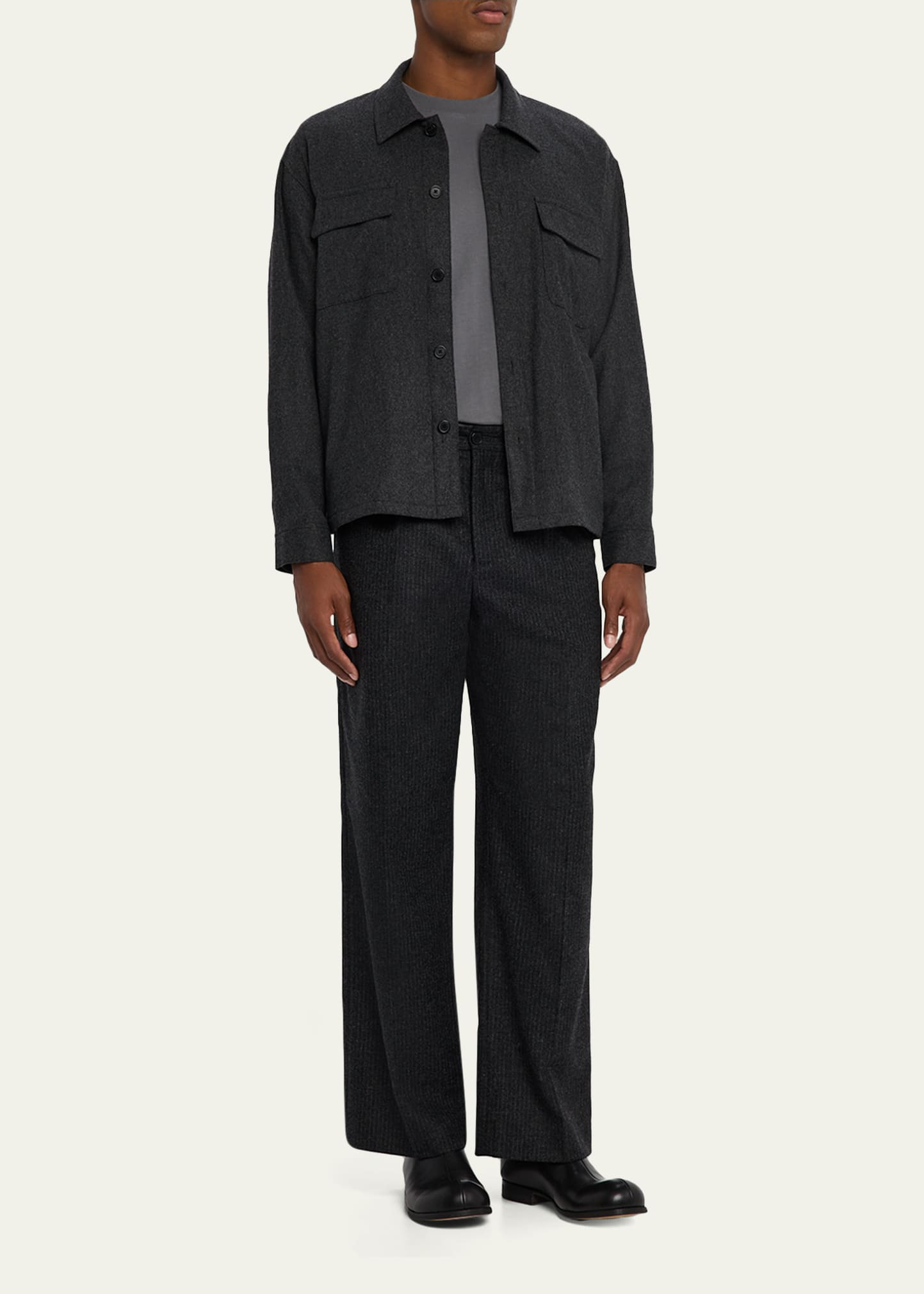 Men's Pinstripe Wide Leg Trousers - 2