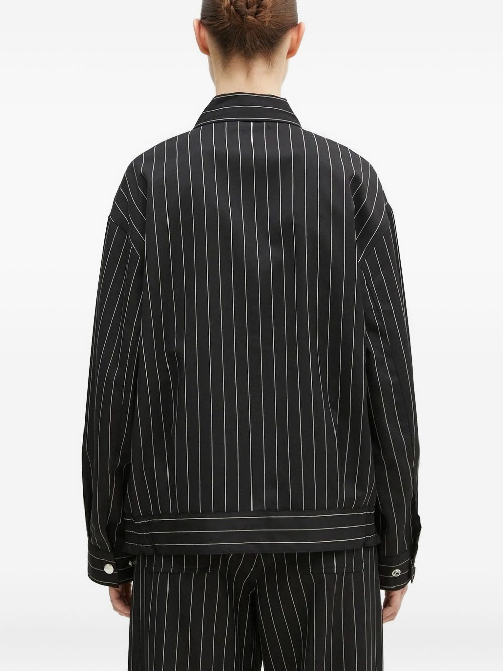 pinstripe zip-up jacket - 3