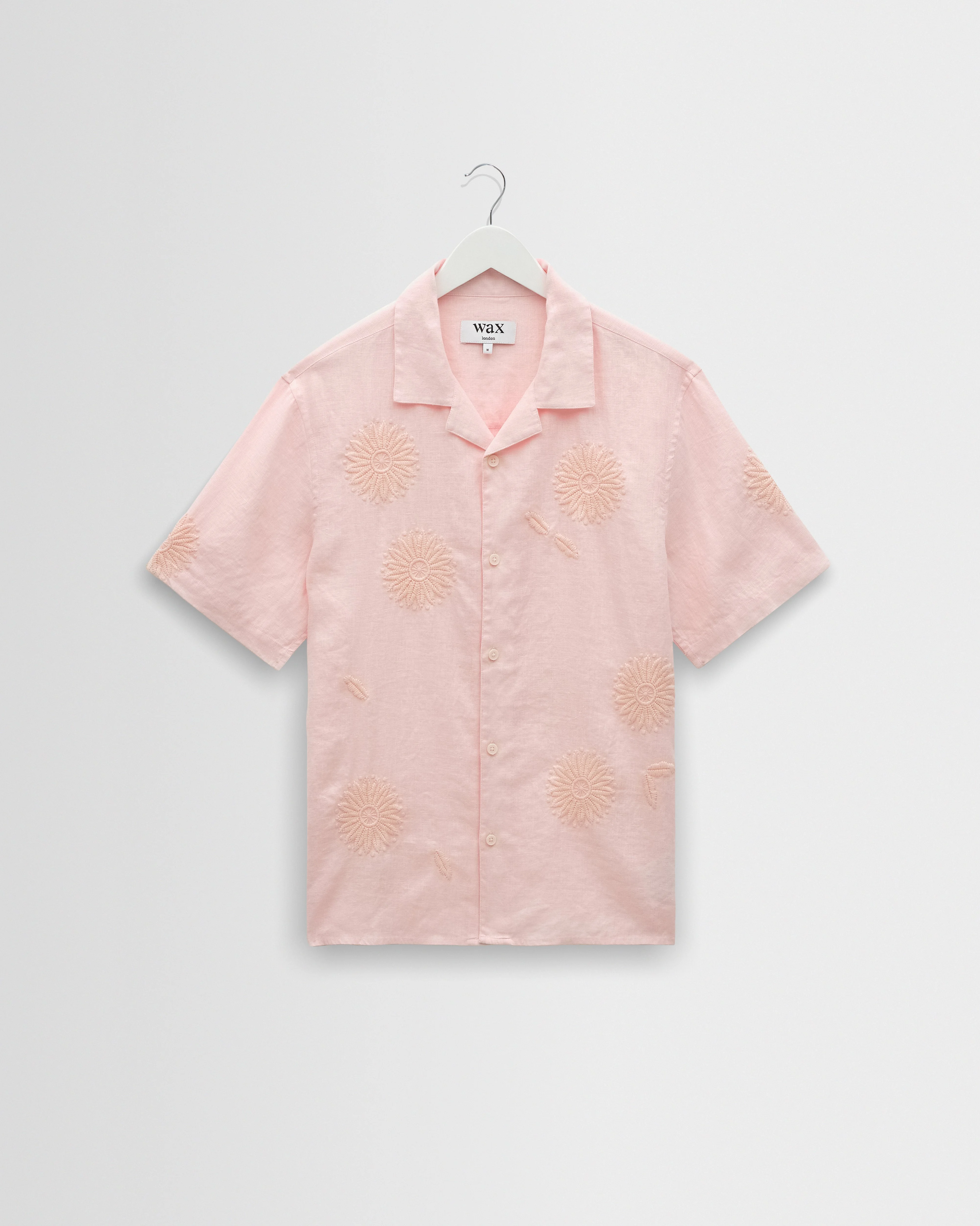 Didcot - Pink Flower Embroidered Short-Sleeve Shirt - 1