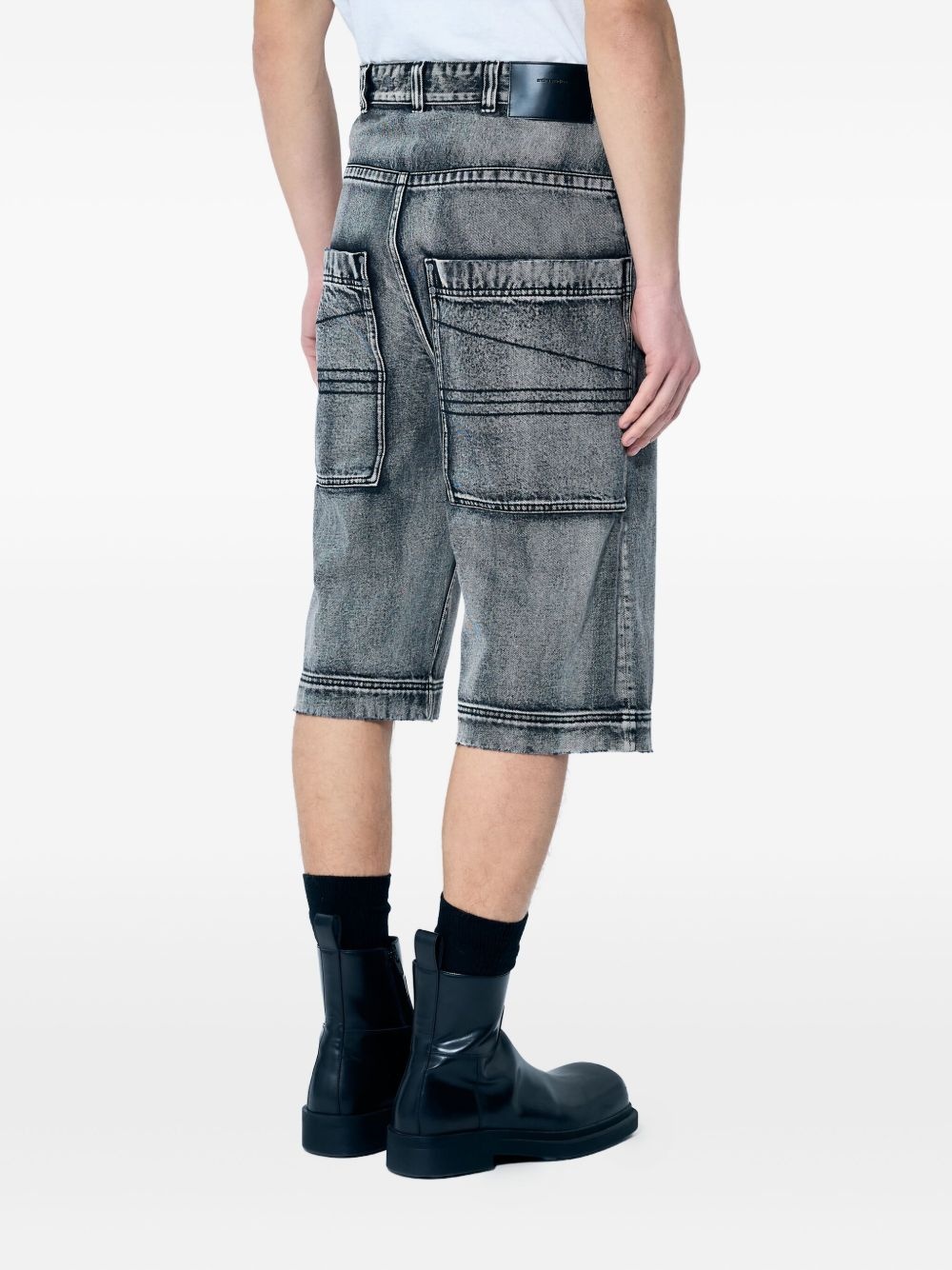 straight-leg denim shorts - 4