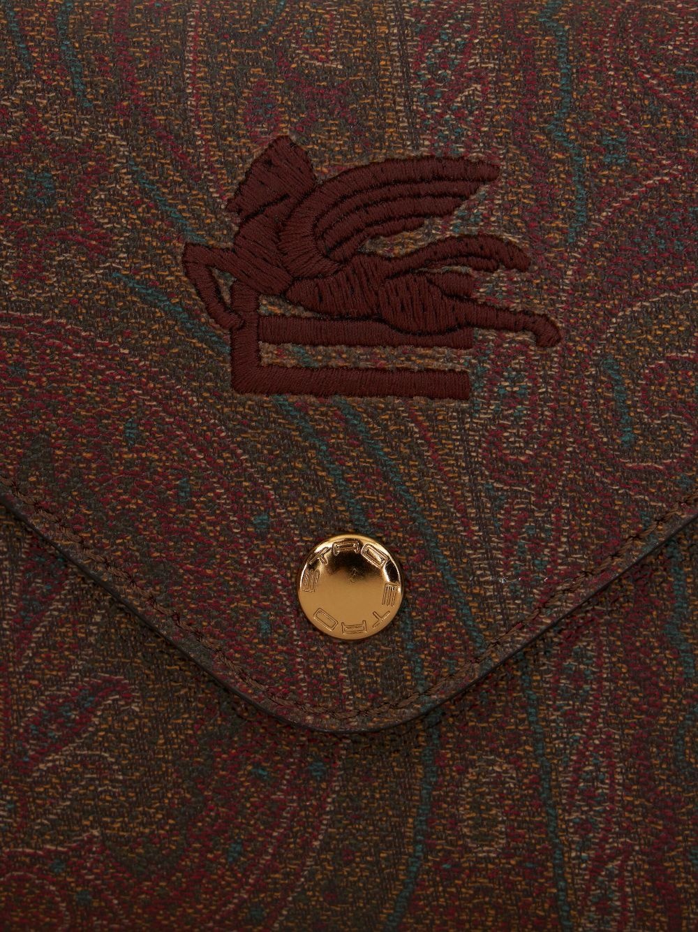 logo-embroidered paisley clutch - 4