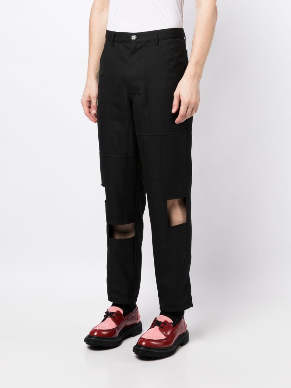 panelled cut-out cropped trousers - 3