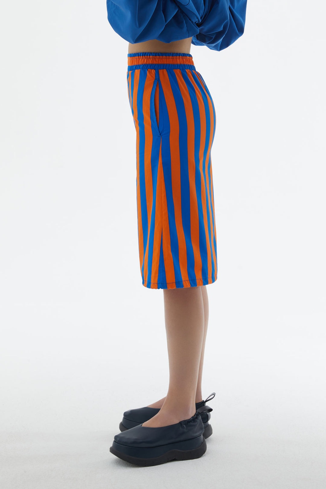 ELASTIC SKIRT WITH ORANGE & BLUE STRIPES - 2