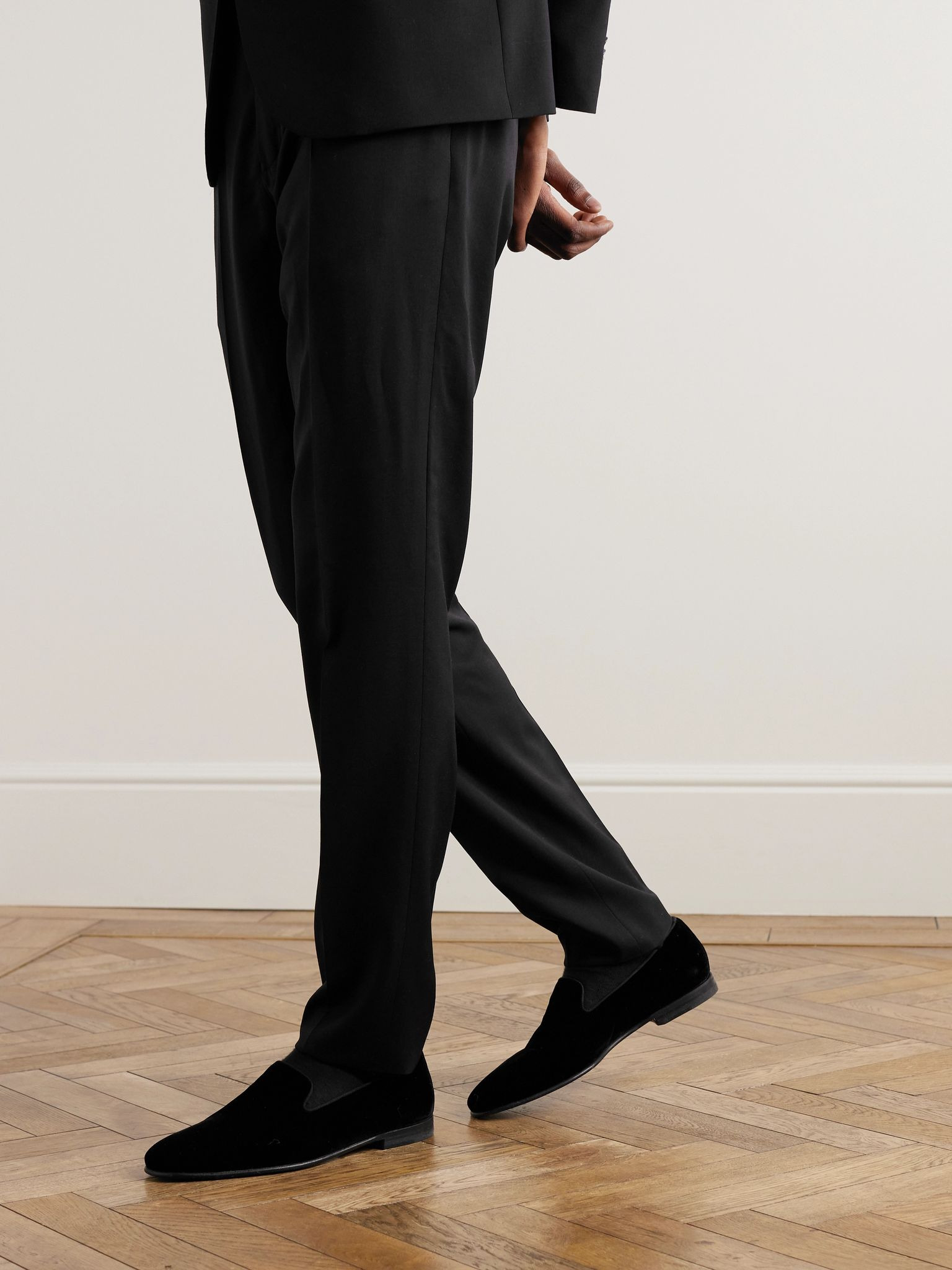 Mario Grosgrain-Trimmed Velvet Loafers Black - 2