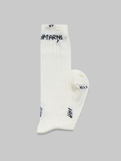 Marni WHITE RIBBED COTTON SOCKS WITH MARNI MENDING outlook