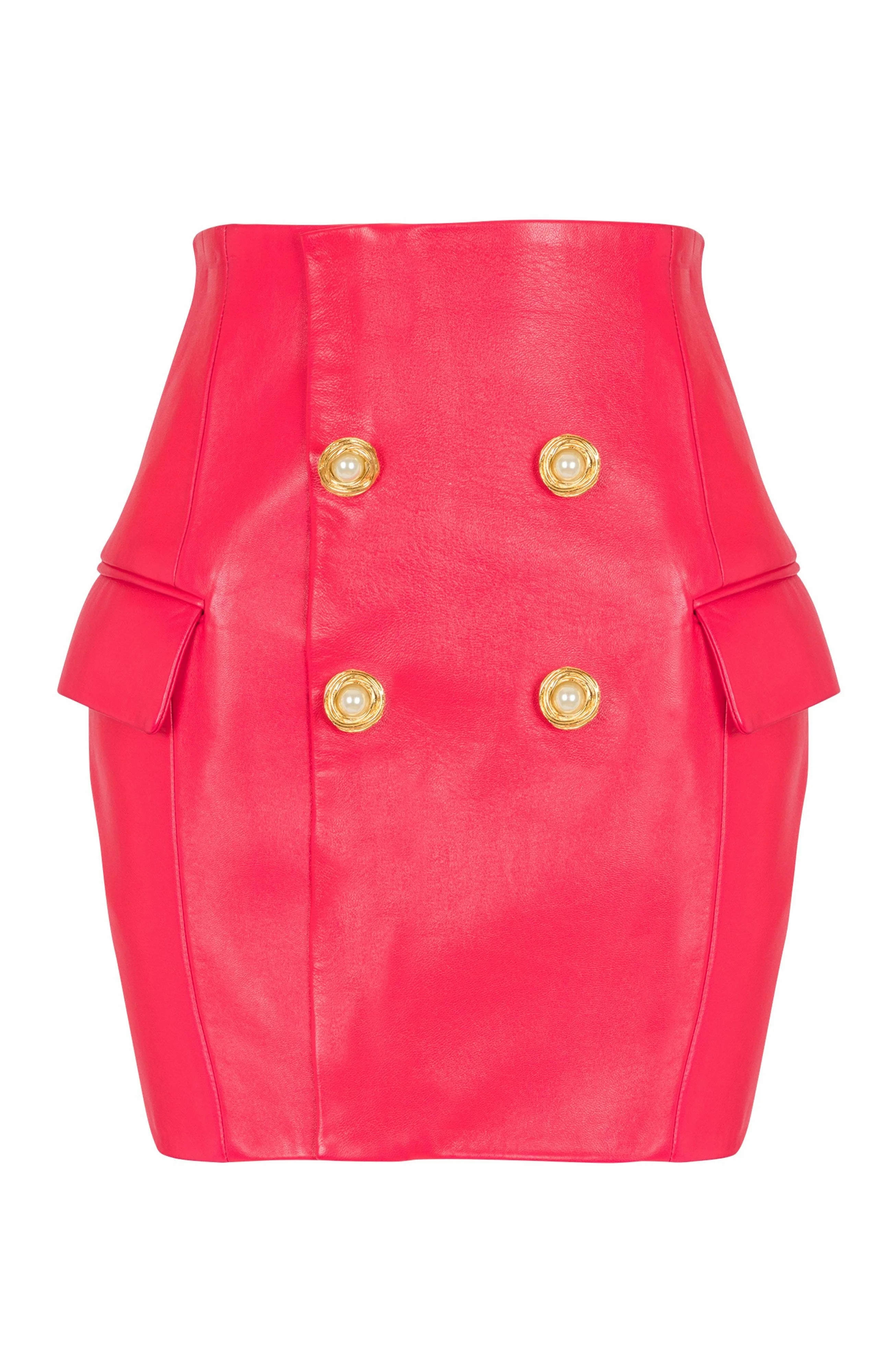 Balmain Short lambskin skirt in Pink at Nordstrom - 1