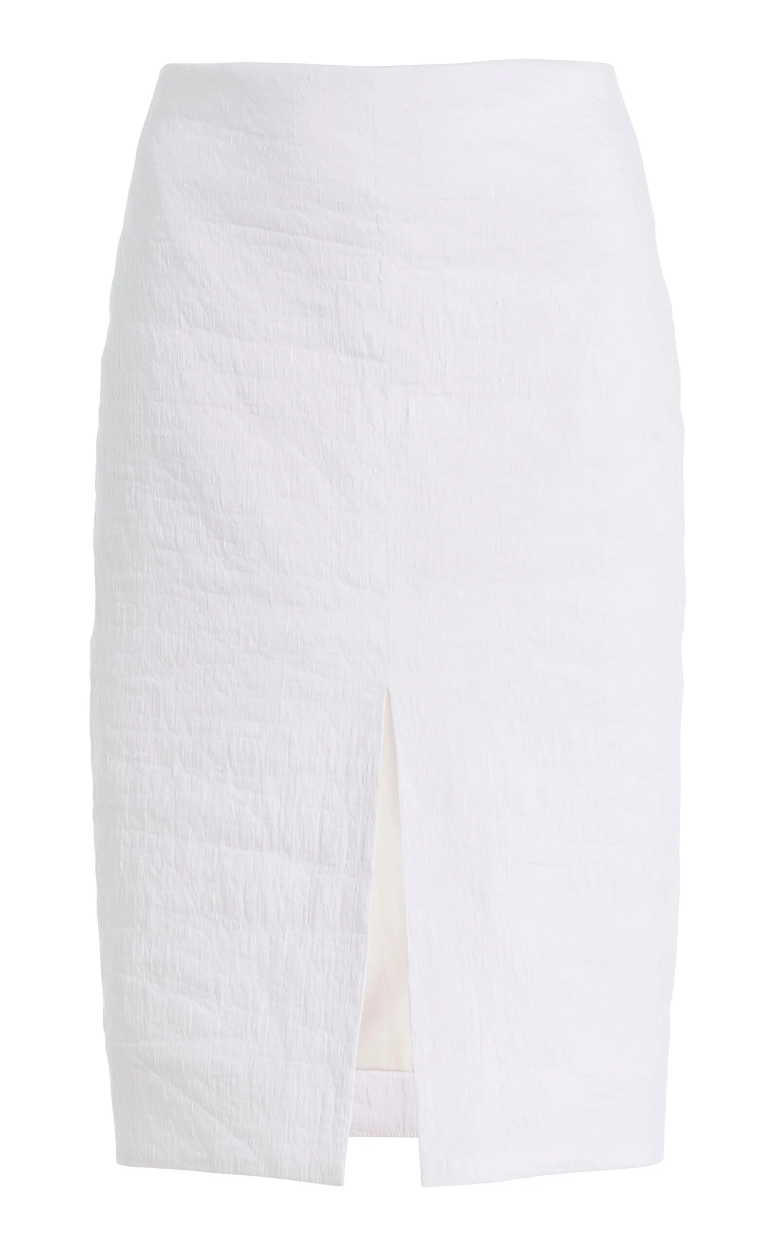 The Fenn Split-Front Linen-Blend Knee-Length Skirt white - 1