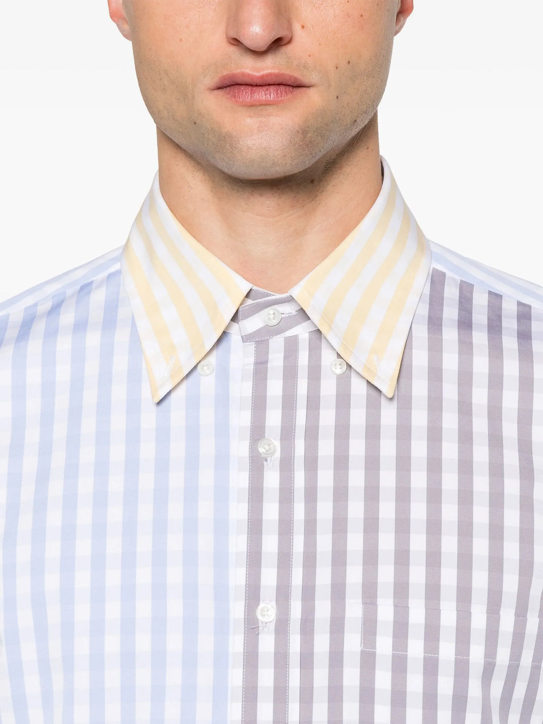 Gingham Check Poplin Funmix Shirt Men - 5