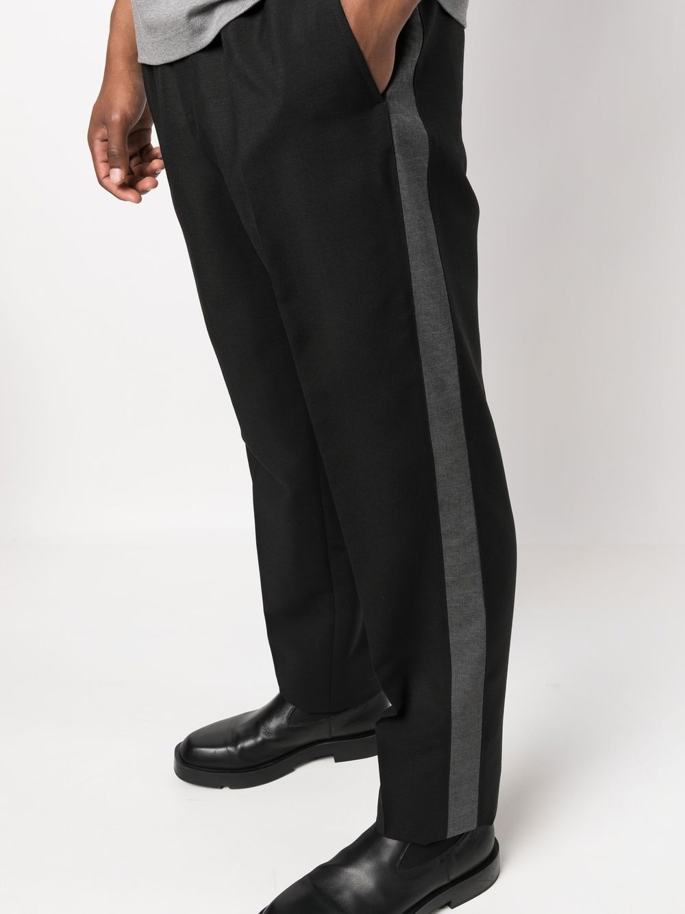 side-stripe straight-leg trousers - 5