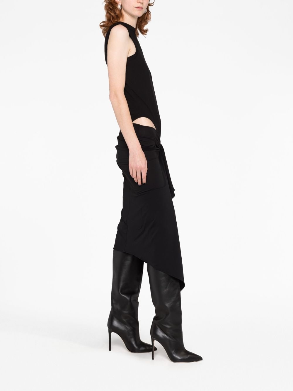 asymmetric cut-out jersey dress - 6