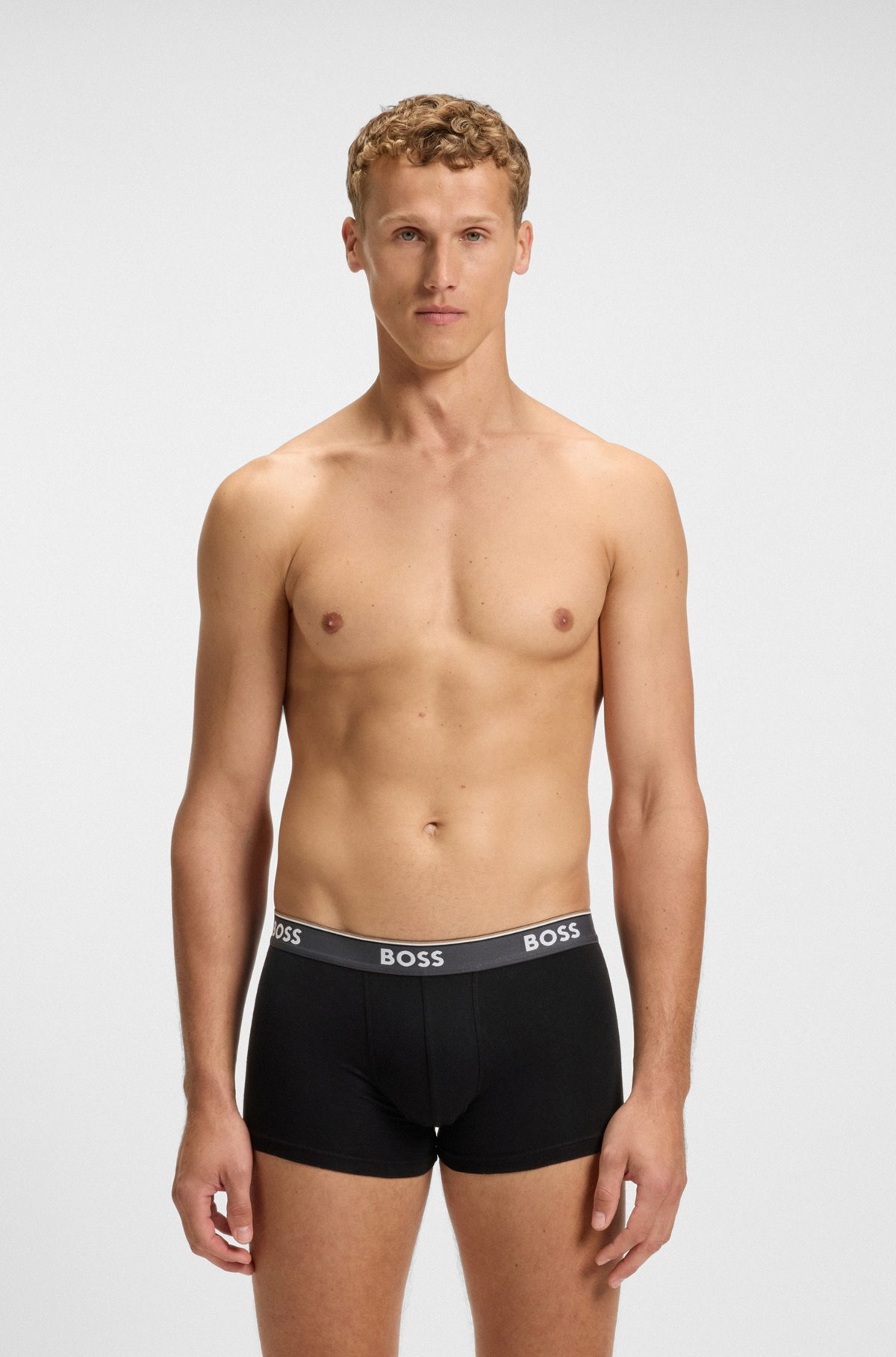 THREE-PACK OF STRETCH-COTTON TRUNKS WITH LOGO WAISTBAND - 2