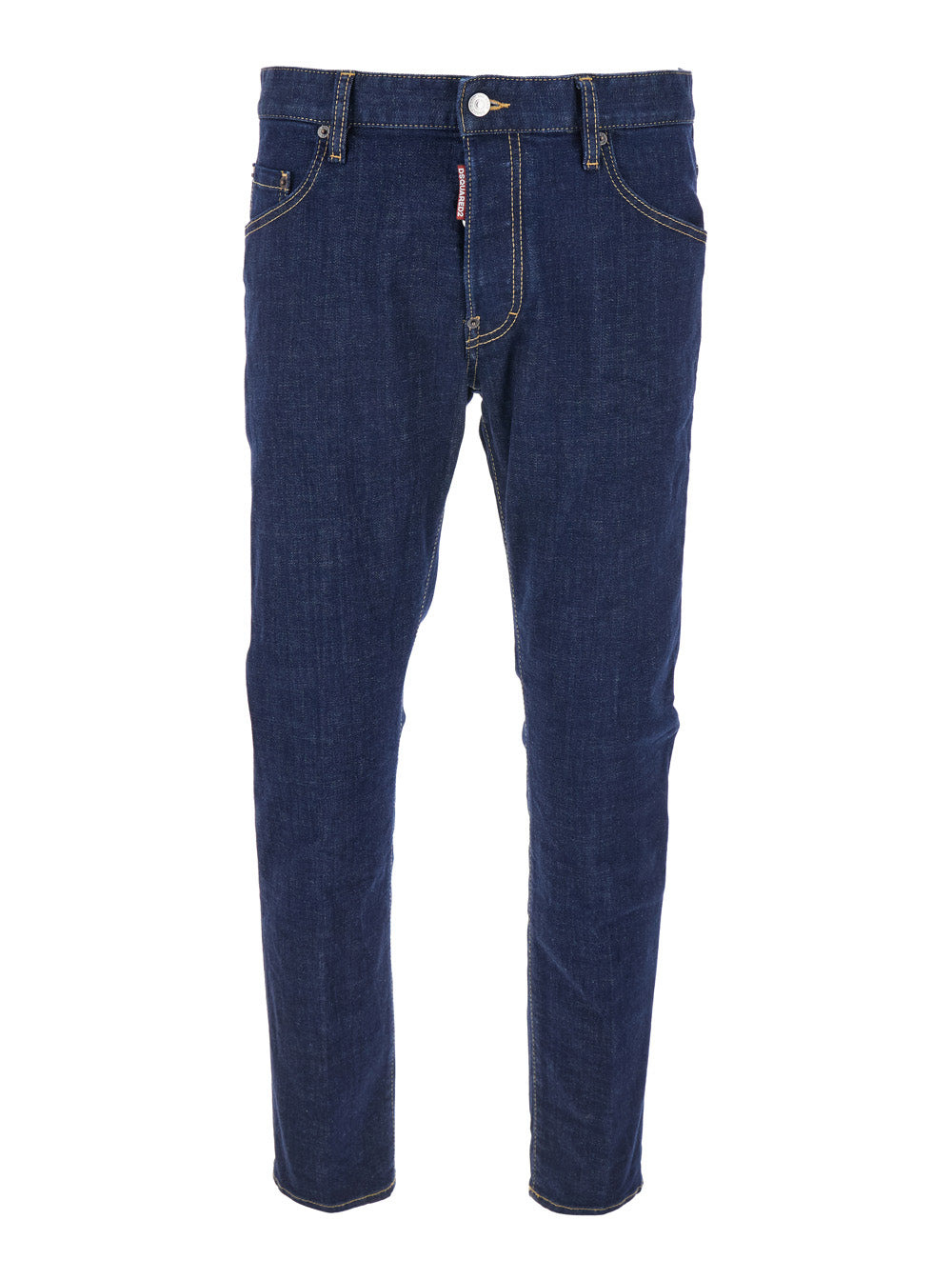 Dsquared2 Men Blue Jeans With Belt Loops And Logo Patch On The Rear In Denim Man - 1
