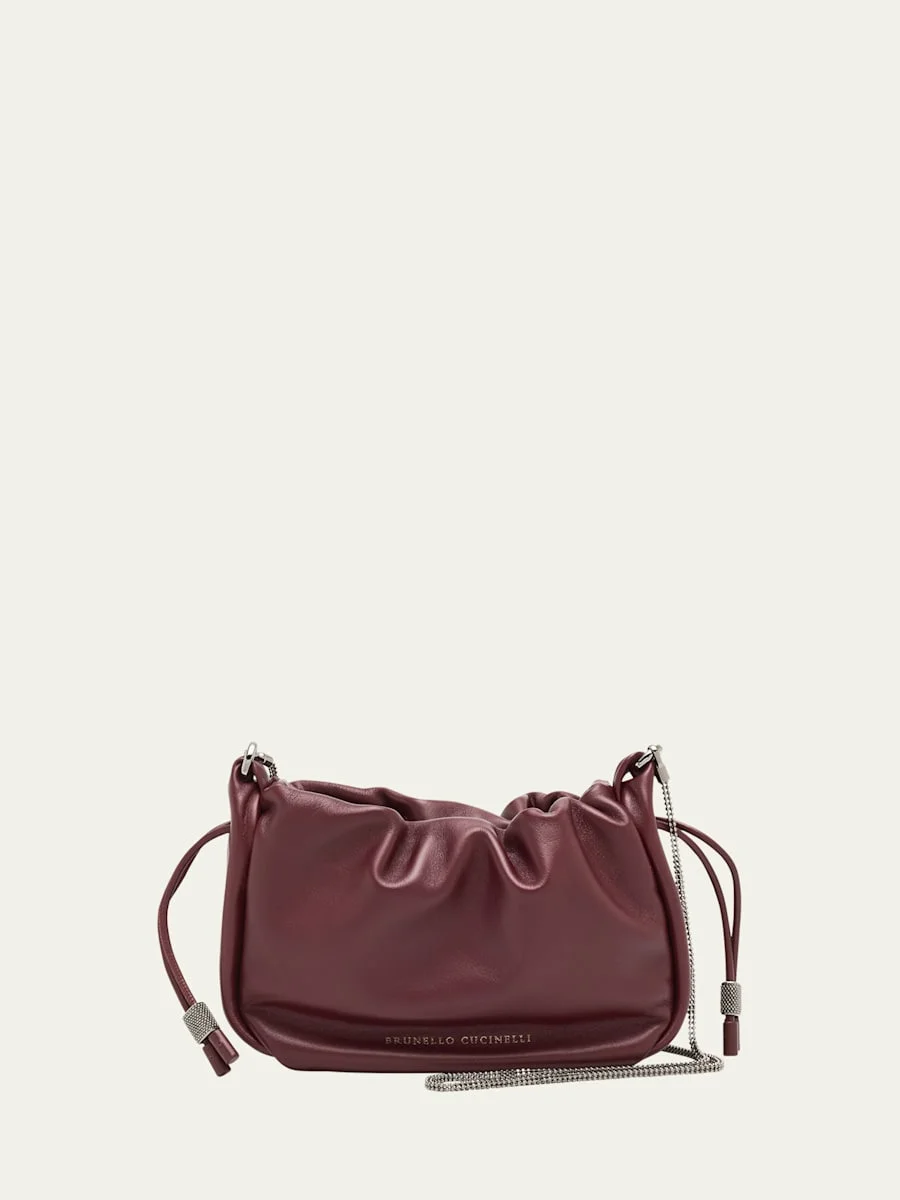 Mellow Mini Ruched Leather Bucket Bag - 1
