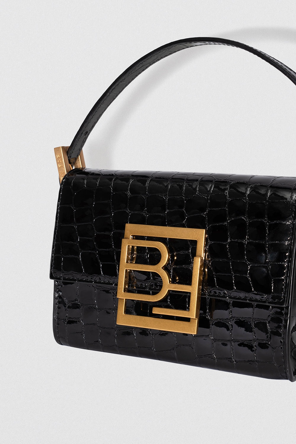 FRAN BLACK GLOSSY CROCO EMBOSSED LEATHER - 3