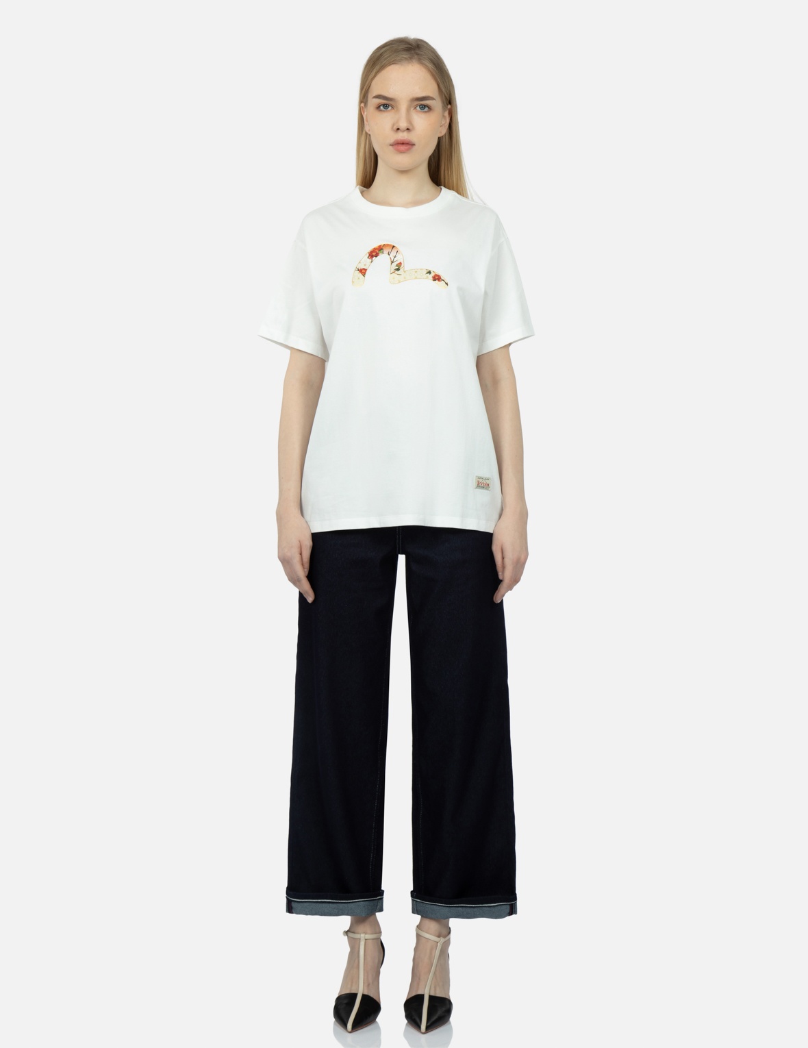PEACOCK AND TSUBAKI PRINT BOYFRIEND T-SHIRT - 6