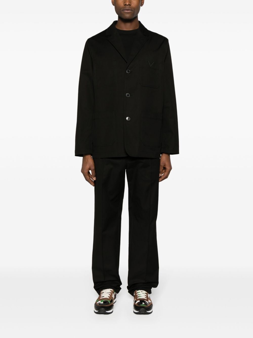 V-detail straight-leg trousers - 2
