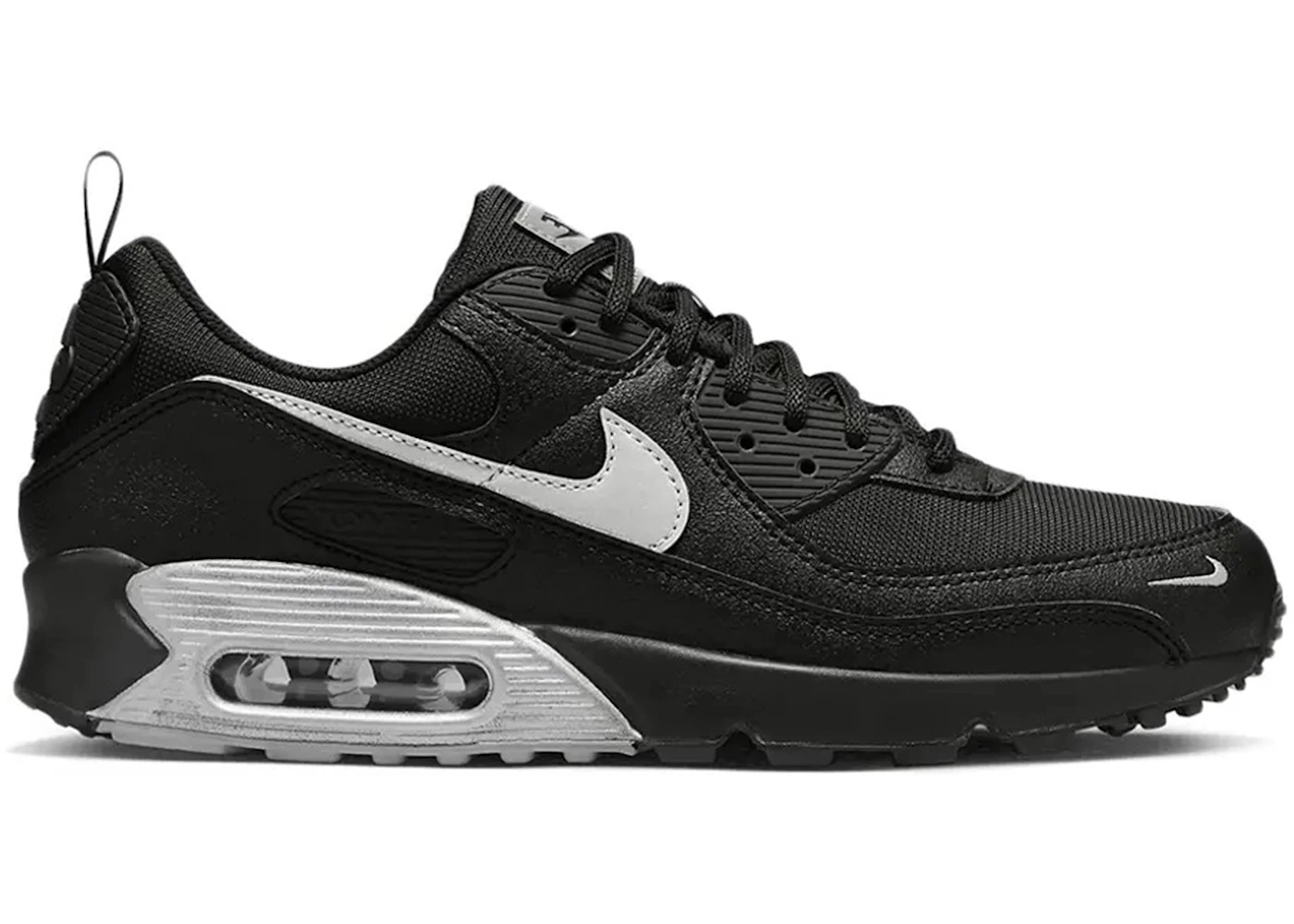 Nike Air Max 90 Black Metallic Silver Mini Swoosh - 1