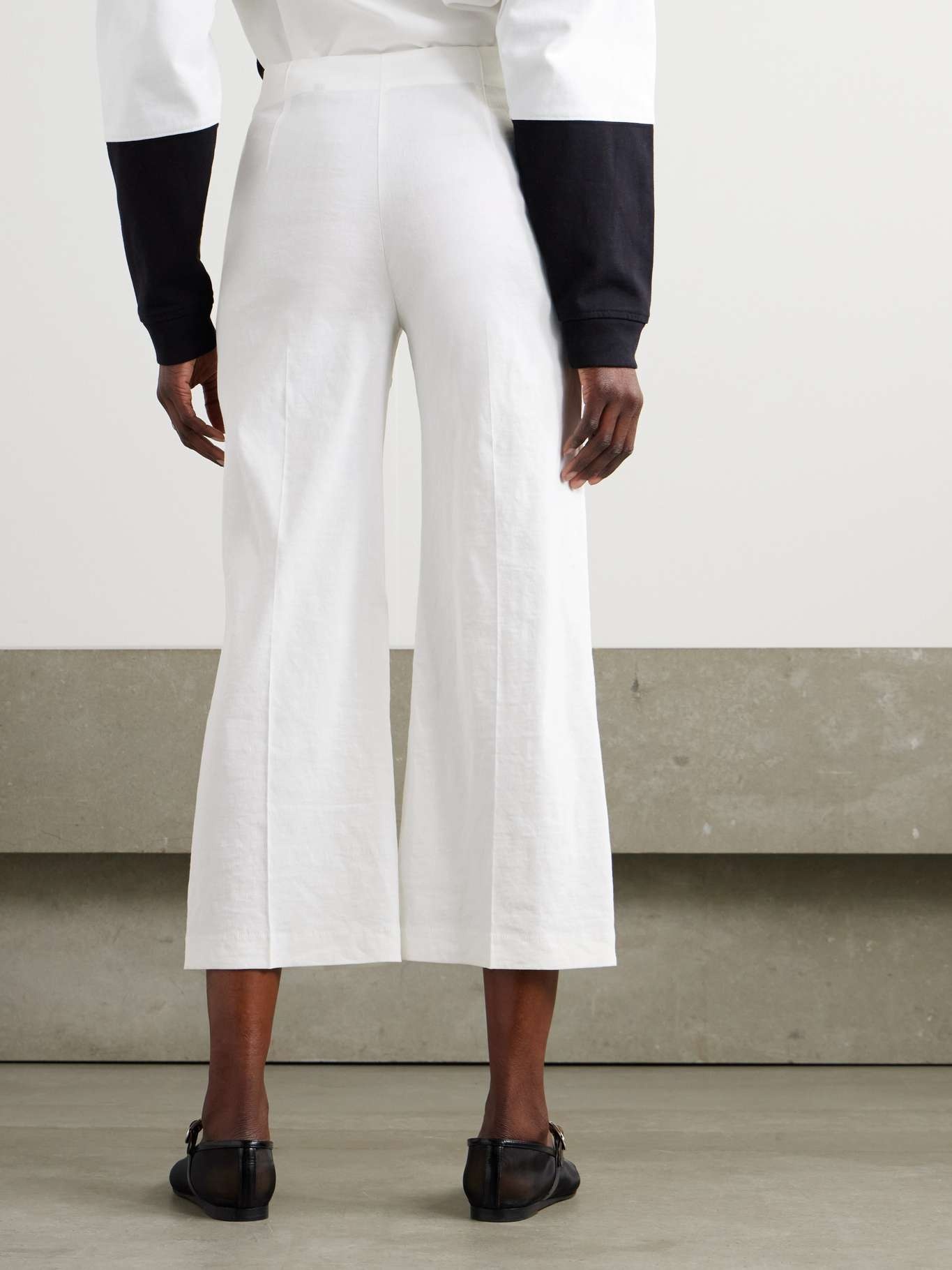 Terena cropped linen-blend wide-leg pants White - 4