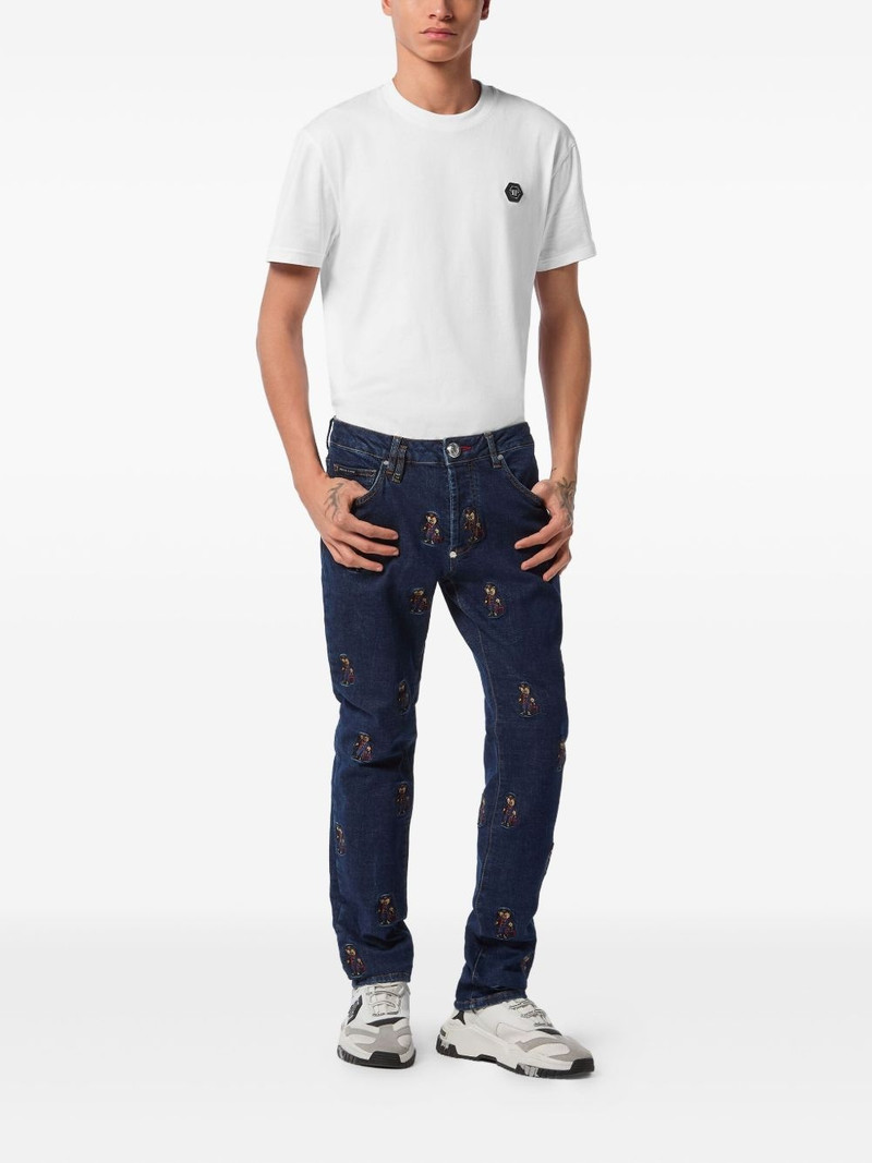 PHILIPP PLEIN bear-embroidered jeans outlook