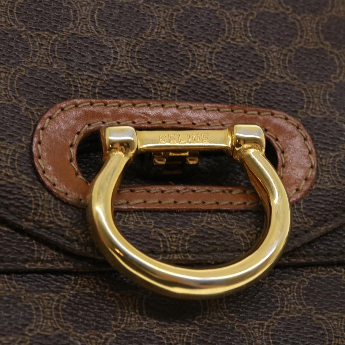 CELINE Macadam Canvas Hand Bag Pvc Leather Brown - 9