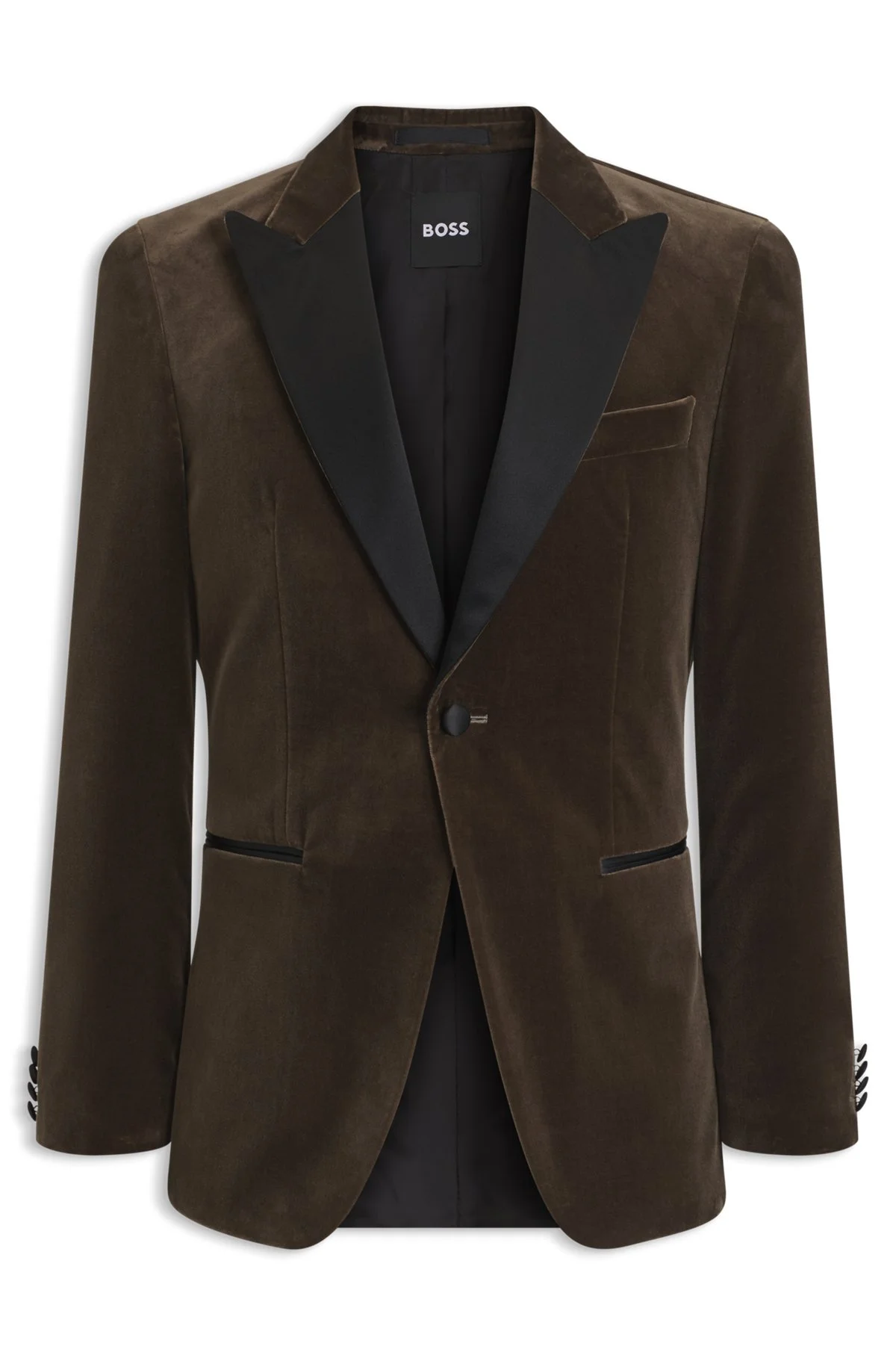 SLIM-FIT TUXEDO JACKET IN COTTON VELVET - 1