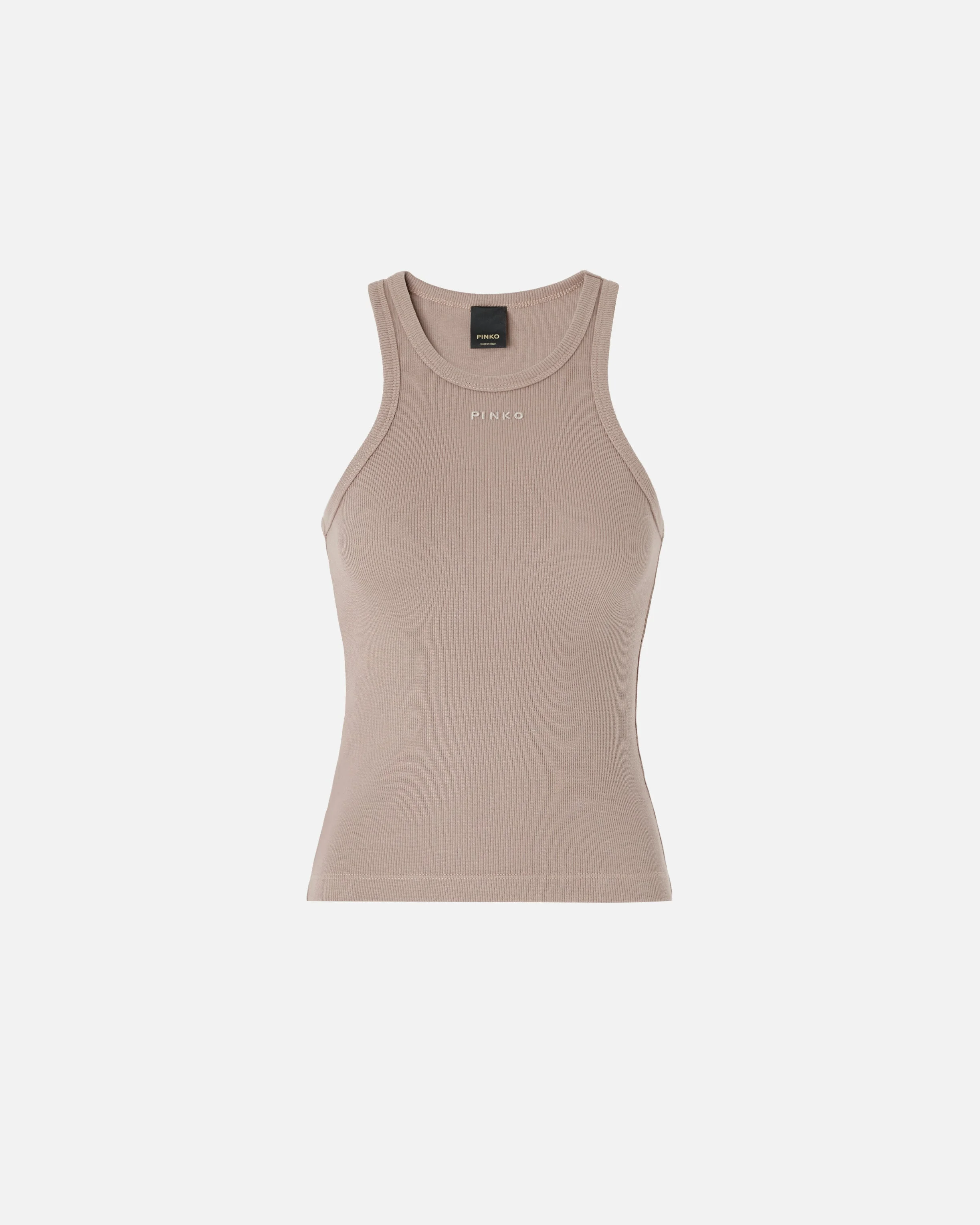 RIBBED VEST TOP WITH PINKO LOGO - 1