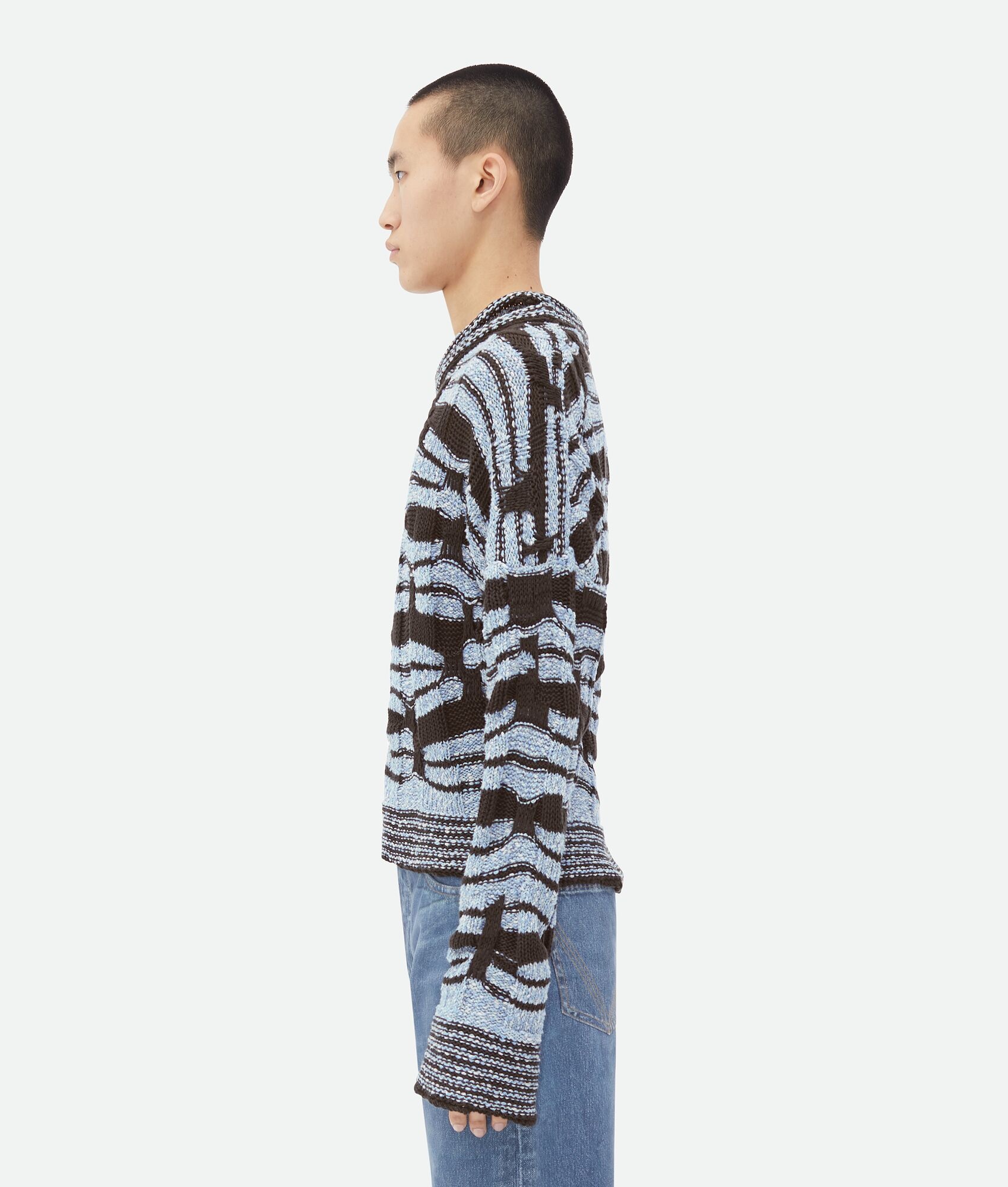 Distorted Stripe Cotton Jumper - 2