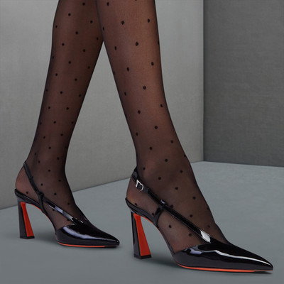 Santoni Women's black patent leather high-heel Victoria pump outlook