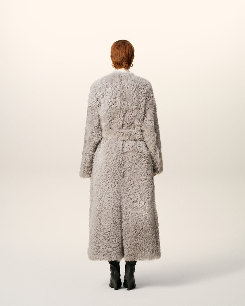 GREY SHEARLING LONG COAT 4