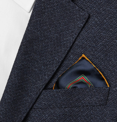 GUCCI Logo Contrast-Tipped Silk Pocket Square outlook