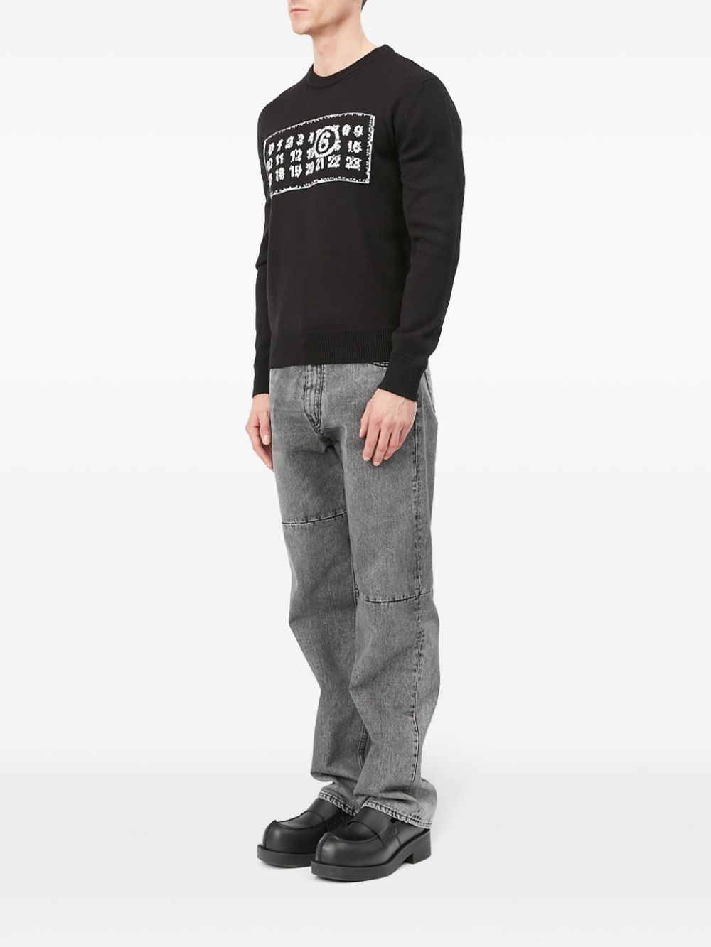 Numbers-motif crew-neck jumper - 6