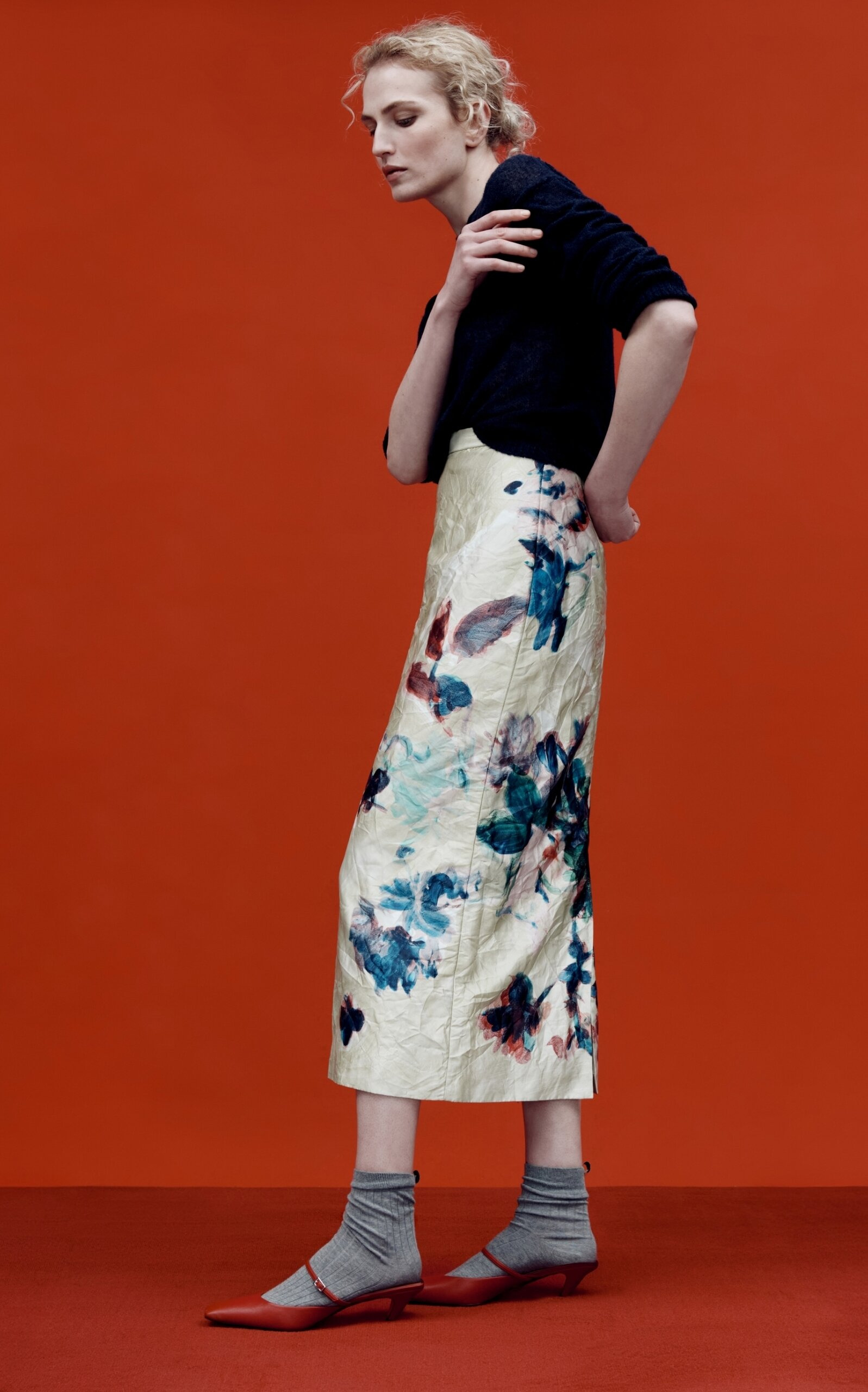 Printed Midi Skirt yellow - 2