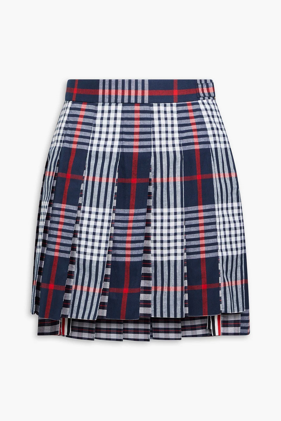 Pleated Prince of Wales checked cotton mini skirt - 1