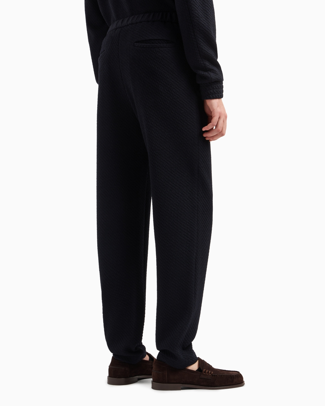 TROUSERS IN A 3D-EFFECT JERSEY-WOOL BLEND STRETCH KNIT - 3