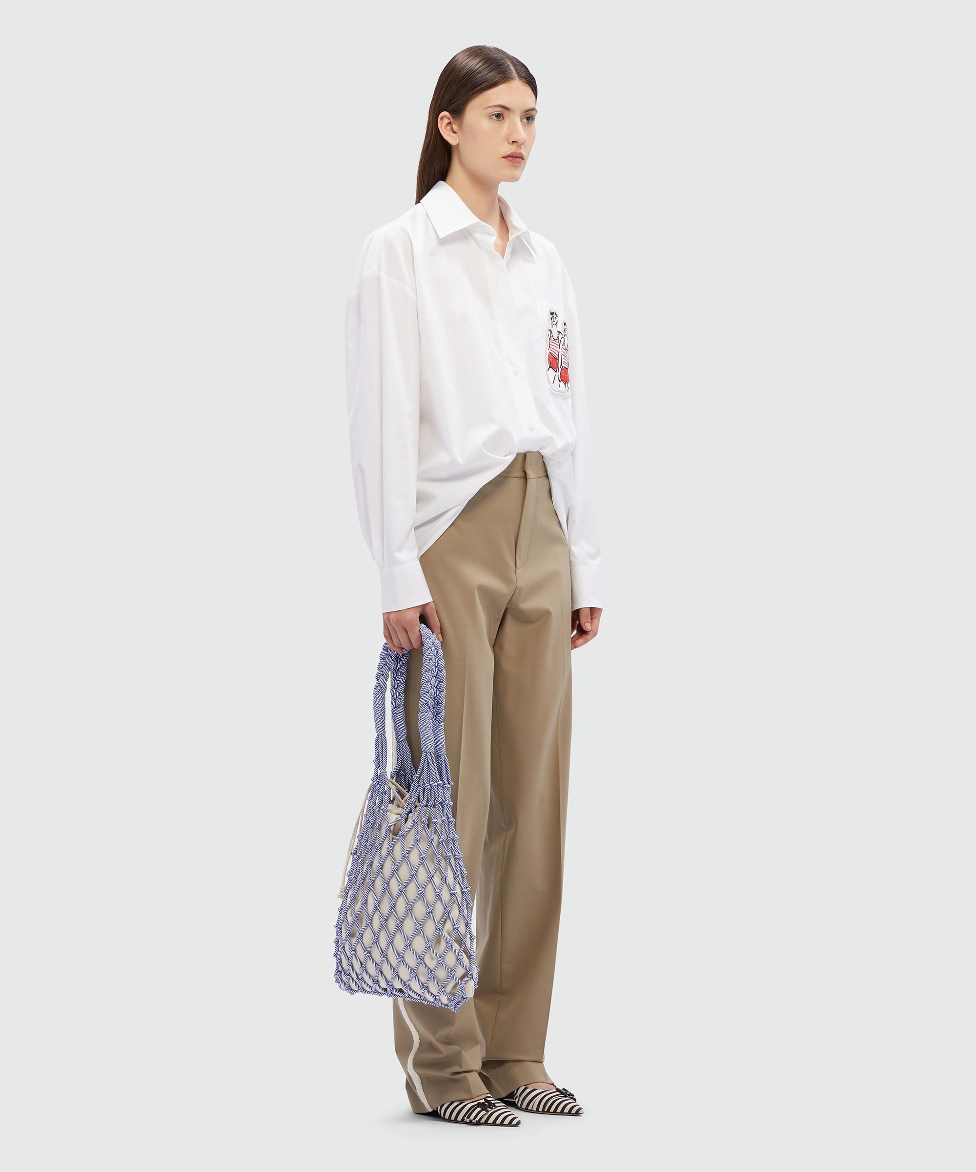 Wool trousers with decorative band - 4