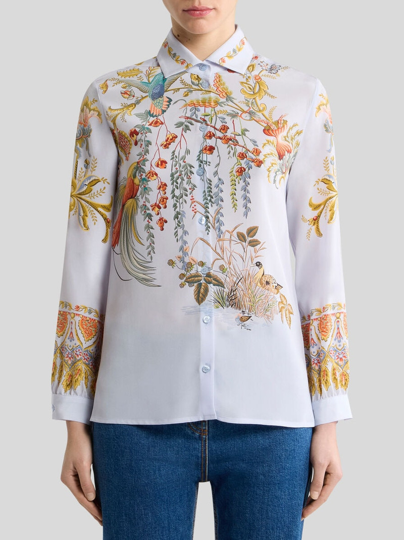 SILK SHIRT WITH PLACED FLORA AND FAUNA PRINT 2