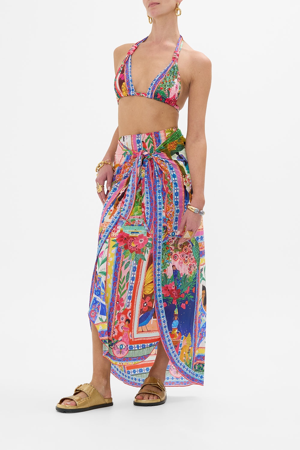 LAYERED LONG SARONG WITH FRONT TIE - 4