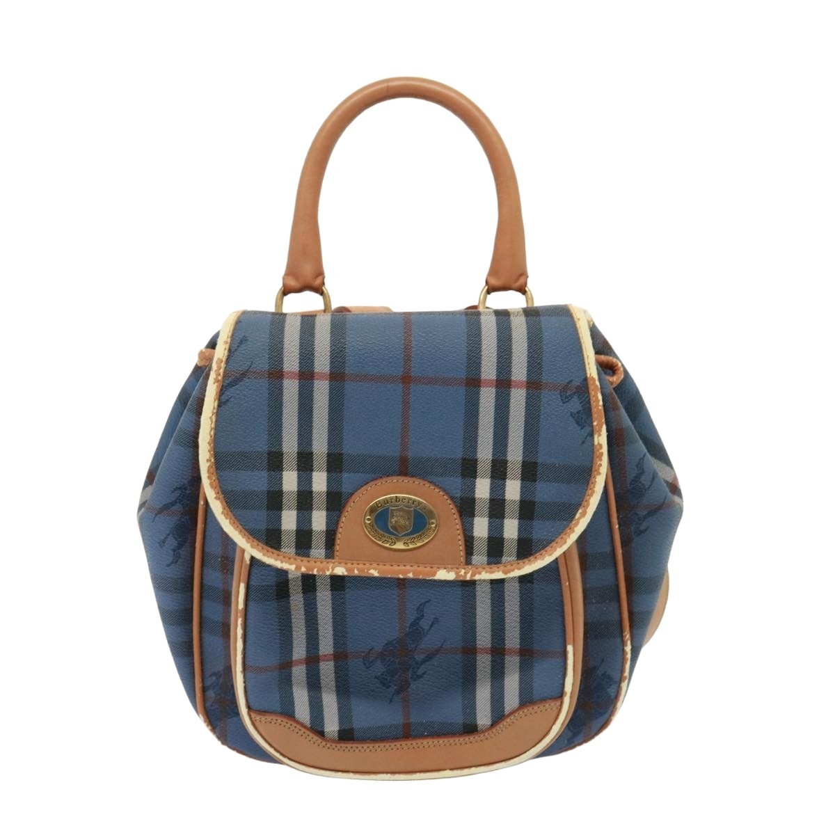 Burberry Nova Check Shoulder Bag Pvc Leather Blue - 13